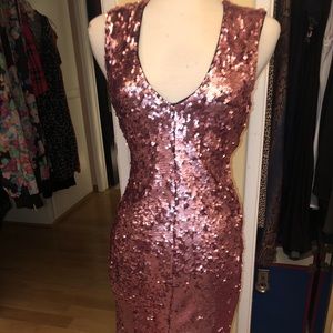 Pink Sequin fitted cocktail dress